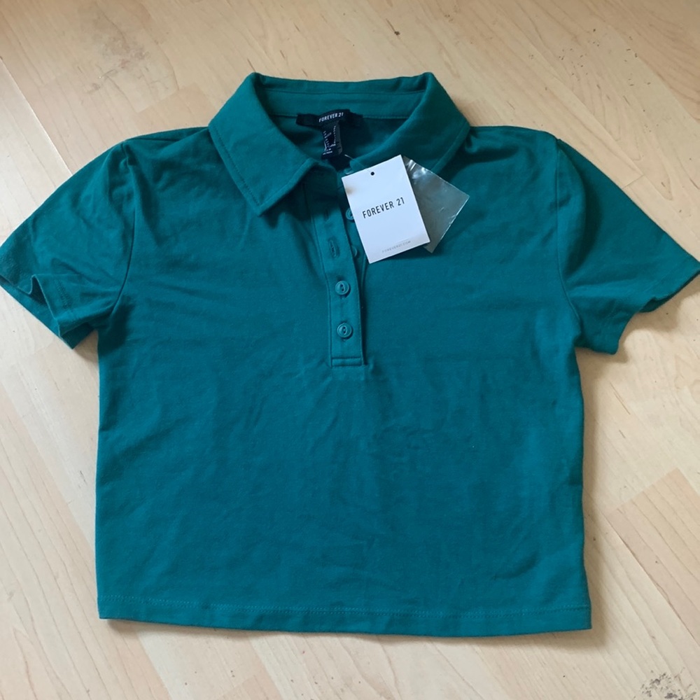 knit, cropped top, teal, collared neck